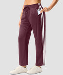 women's contrast stripe zip pockets track pants 28'' in wine - pocket detail