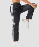 women's contrast stripe zip pockets track pants 30''/32'' in dark gray - side view