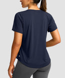 women's crew neck curved-hem sun tee in navy - back view
