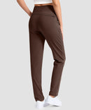 women's fleece-lined golf pants 27''/29'' in brown - back view