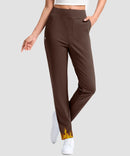 women's fleece-lined golf pants 27''/29'' in brown - pocket detail