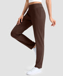 women's fleece-lined golf pants 27''/29'' in brown - side view