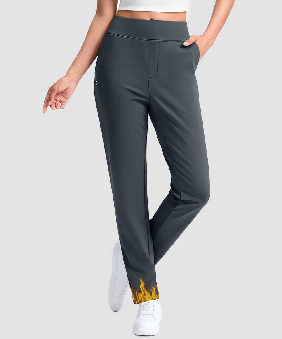 women's fleece-lined golf pants 27''/29'' in dark gray - pocket detail