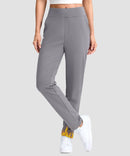 women's fleece-lined golf pants 27''/29'' in light gray - front view