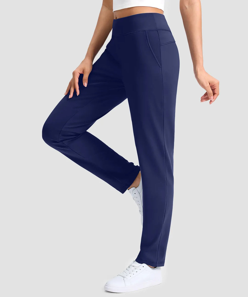 women's fleece-lined golf pants 27''/29'' in navy - side view
