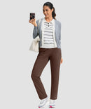 women's fleece-lined slim-fit golf pants in brown - matching outfits view