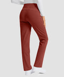 women's fleece-lined slim-fit golf pants in savannah red - back view