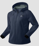 women's fleece-lined softshell jacket in navy - side view
