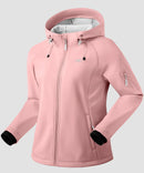 women's fleece-lined softshell jacket in pink - side view