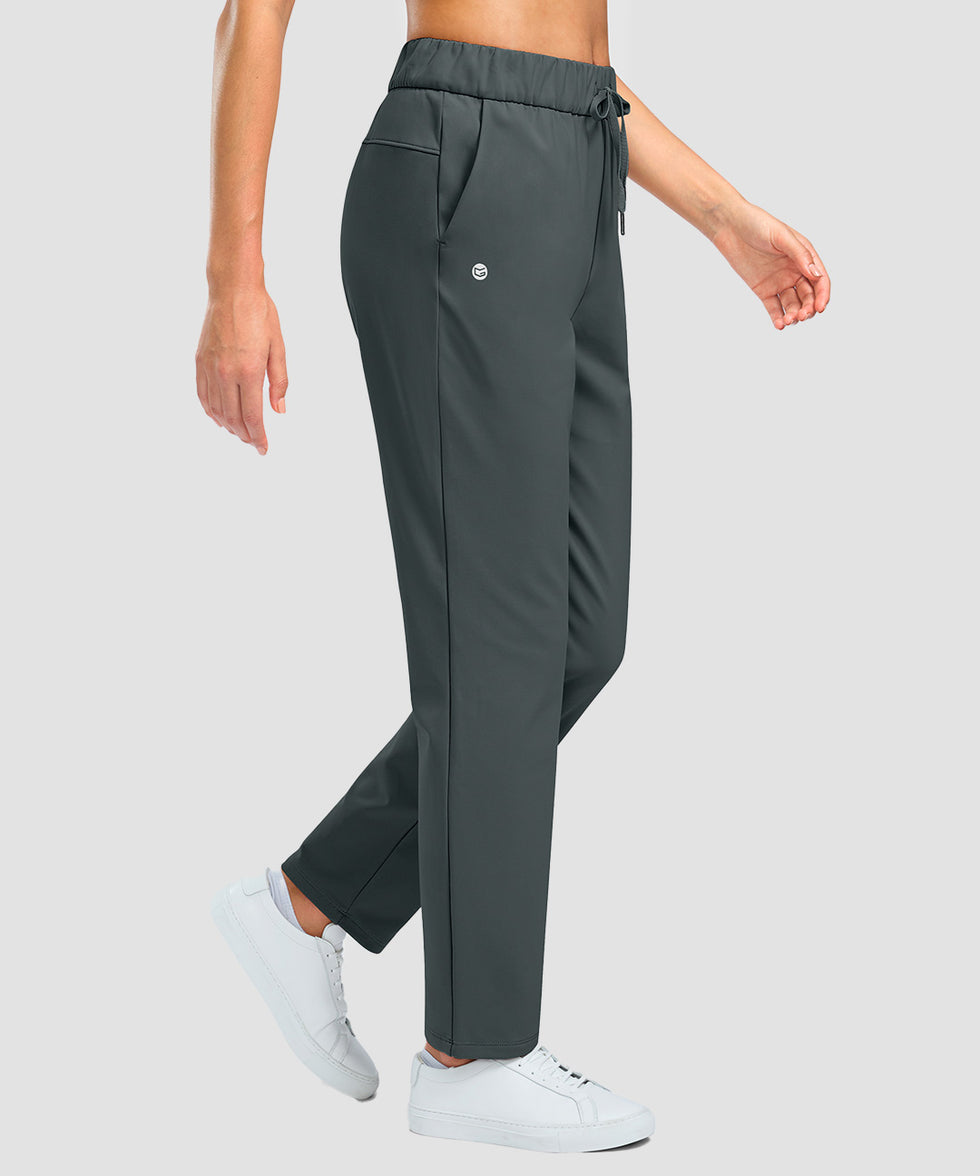 women's fleece-lined straight-leg pants 27.5''/29'' in dark gray - side view