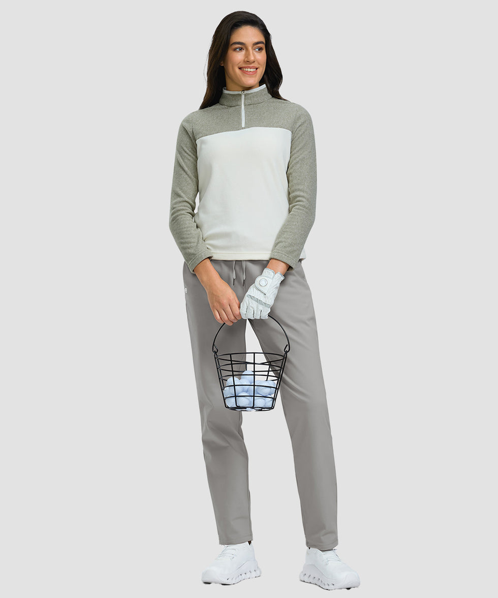 women's fleece-lined straight-leg pants 27.5''/29'' in light gray - front view