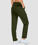 women's fleece-lined straight-leg pants 27.5''/29'' in olive green - back view