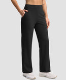 women's fleece-lined straight-leg pants 28'' 30'' in black - pocket detail