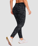 women's fleece-lined with pockets leggings in gray camo - back view