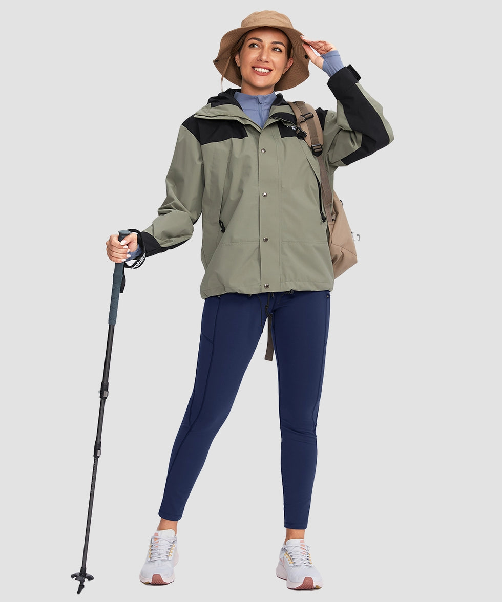 women's fleece-lined with pockets leggings in navy - front view