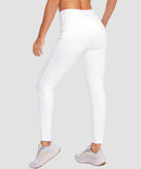 women's fleece-lined with pockets leggings in white - back view