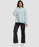 women's fleece lining zip pockets flare leggings in gray camo - front view