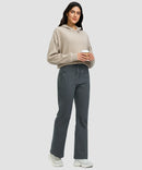 women's fleece lining zip pockets flare leggings in heather charcoal - matching outfits view