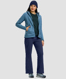 women's fleece lining zip pockets flare leggings in navy - matching outfits view