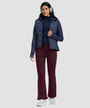 women's fleece lining zip pockets flare leggings in wine - matching outfits view