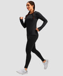 women's fleece zipper pockets base layer in black - side view
