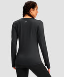women's fleece zipper pockets base layer in dark gray - back view