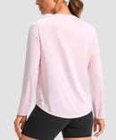 women's g-drykit™ v-neck athletic long sleeve in light pink - back view