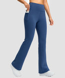 women's hermal with pockets flare leggings in blue - pocket details view