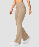 women's hermal with pockets flare leggings in light khaki - side view