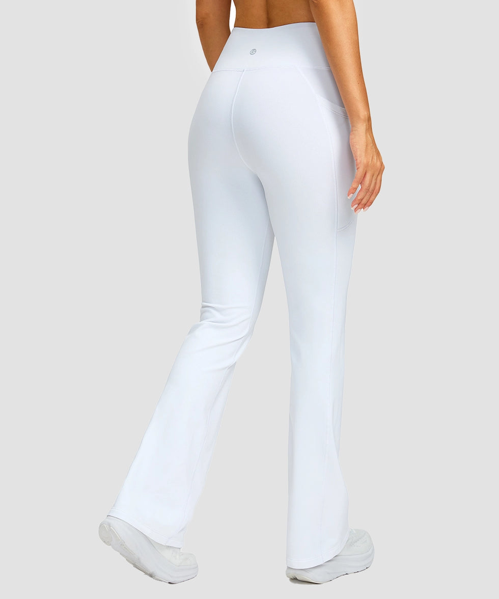 women's hermal with pockets flare leggings in white - back view