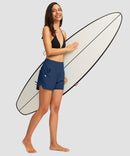 women's high rise slit with pockets shorts 3'' in dark blue - side view
