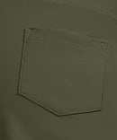 women's high rise slit with pockets shorts 3'' in olive green - fabric detail view