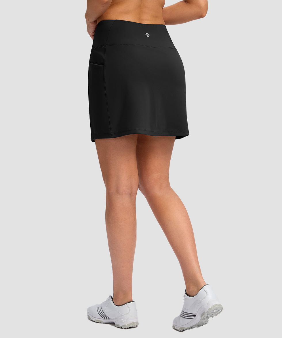 women's high rise with 4 pockets skirt in black - back view