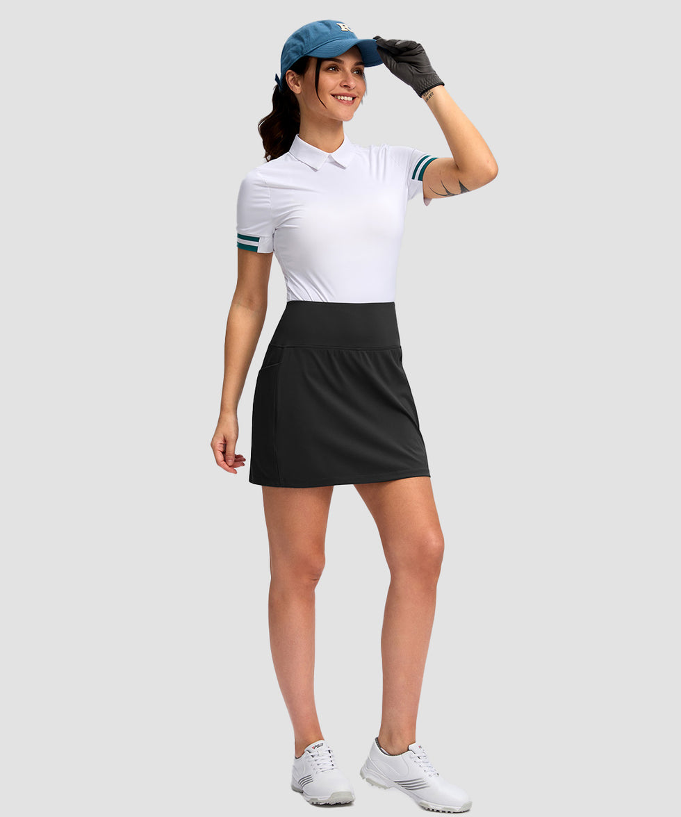 women's high rise with 4 pockets skirt in black - matching outfits view