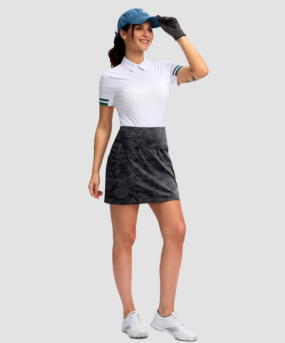 women's high rise with 4 pockets skirt in gray camo - matching outfits view