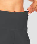 women's high waist lined swim shorts 7'' in dark gray - waistband detail view