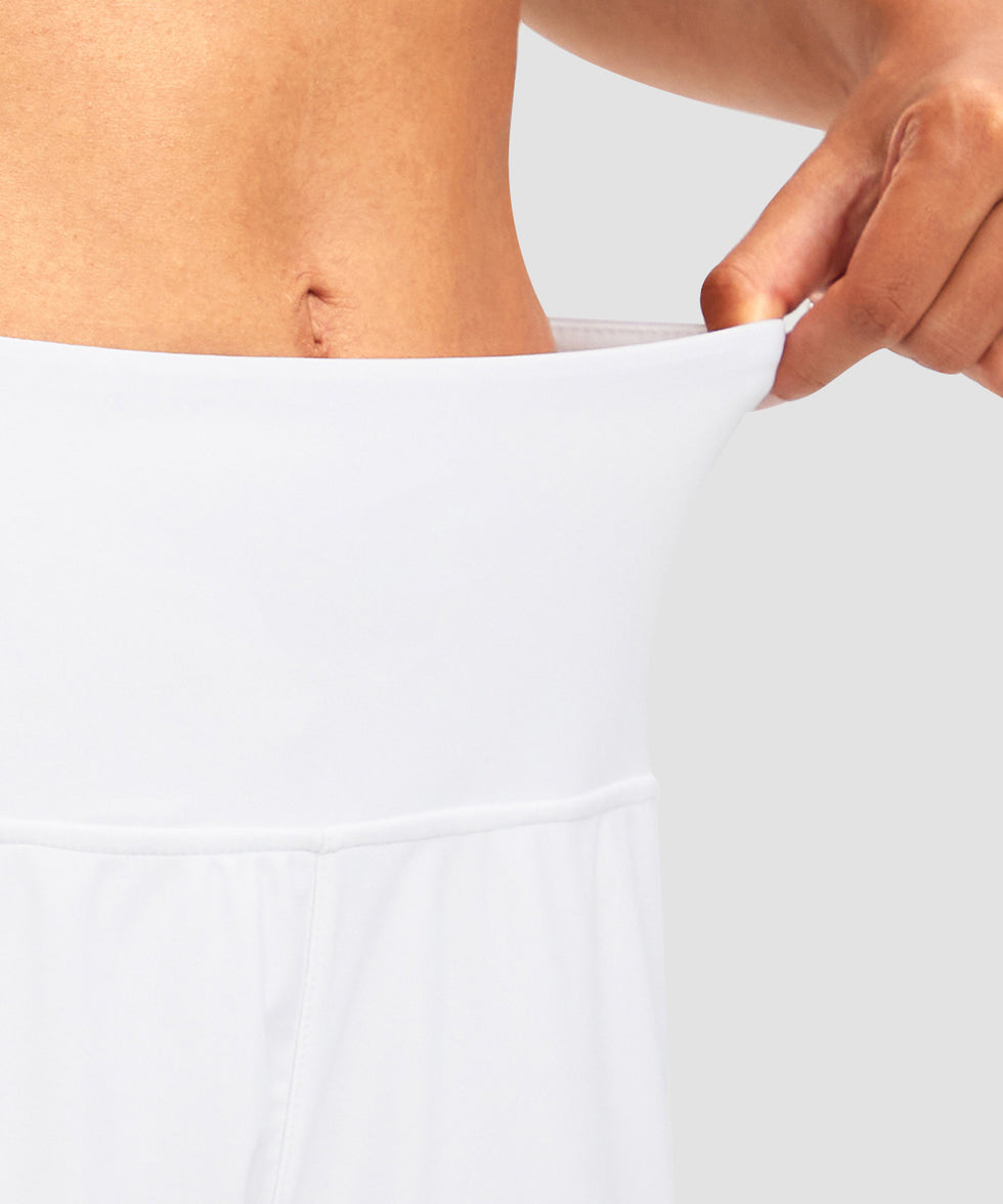 women's high waist lined swim shorts 7'' in white - waistband detail view