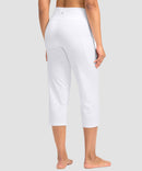 women's high waist straight capris in white - back view