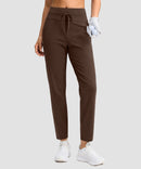 women's mid-rise fleece straight pants 27.5''/29'' in brown - front view