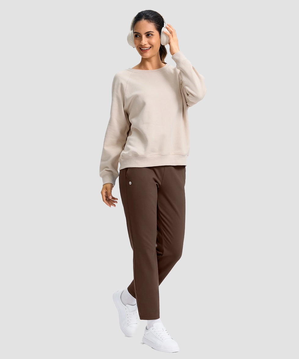 women's mid-rise fleece straight pants 27.5''/29'' in brown - matching outfits view