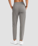 women's mid-rise fleece straight pants 27.5''/29'' in dark gray - back view