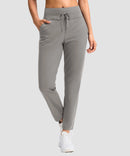 women's mid-rise fleece straight pants 27.5''/29'' in dark gray - pocket detail view