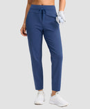 women's mid-rise fleece straight pants 27.5''/29'' in dusty blue - front view