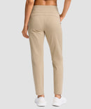 women's mid-rise fleece straight pants 27.5''/29'' in heather khaki - back view