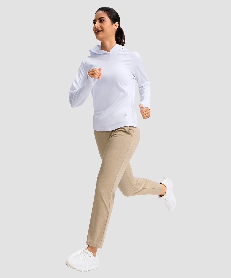 women's mid-rise fleece straight pants 27.5''/29'' in heather khaki - side view