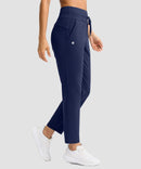 women's mid-rise fleece straight pants 27.5''/29'' in navy - side view