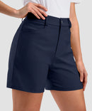 women's mid rise flat front golf shorts 5'' in navy - side view