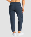 women's pull-on stretchy ankle pants in navy - back view