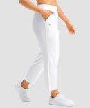 women's pull-on stretchy ankle pants in white - side view