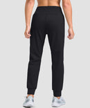 women's pull-on thermal joggers in black - back view